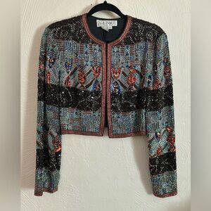 A.J. Bari Beaded Cropped Jacket